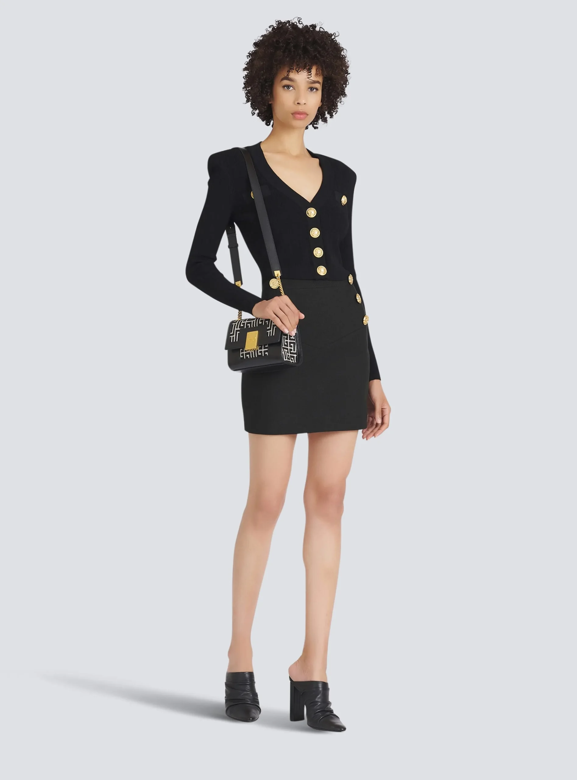 Fashion Cropped Eco-designed Knit Cardigan With Gold-tone Buttons Women Knitwear