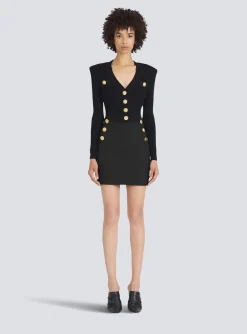 Fashion Cropped Eco-designed Knit Cardigan With Gold-tone Buttons Women Knitwear