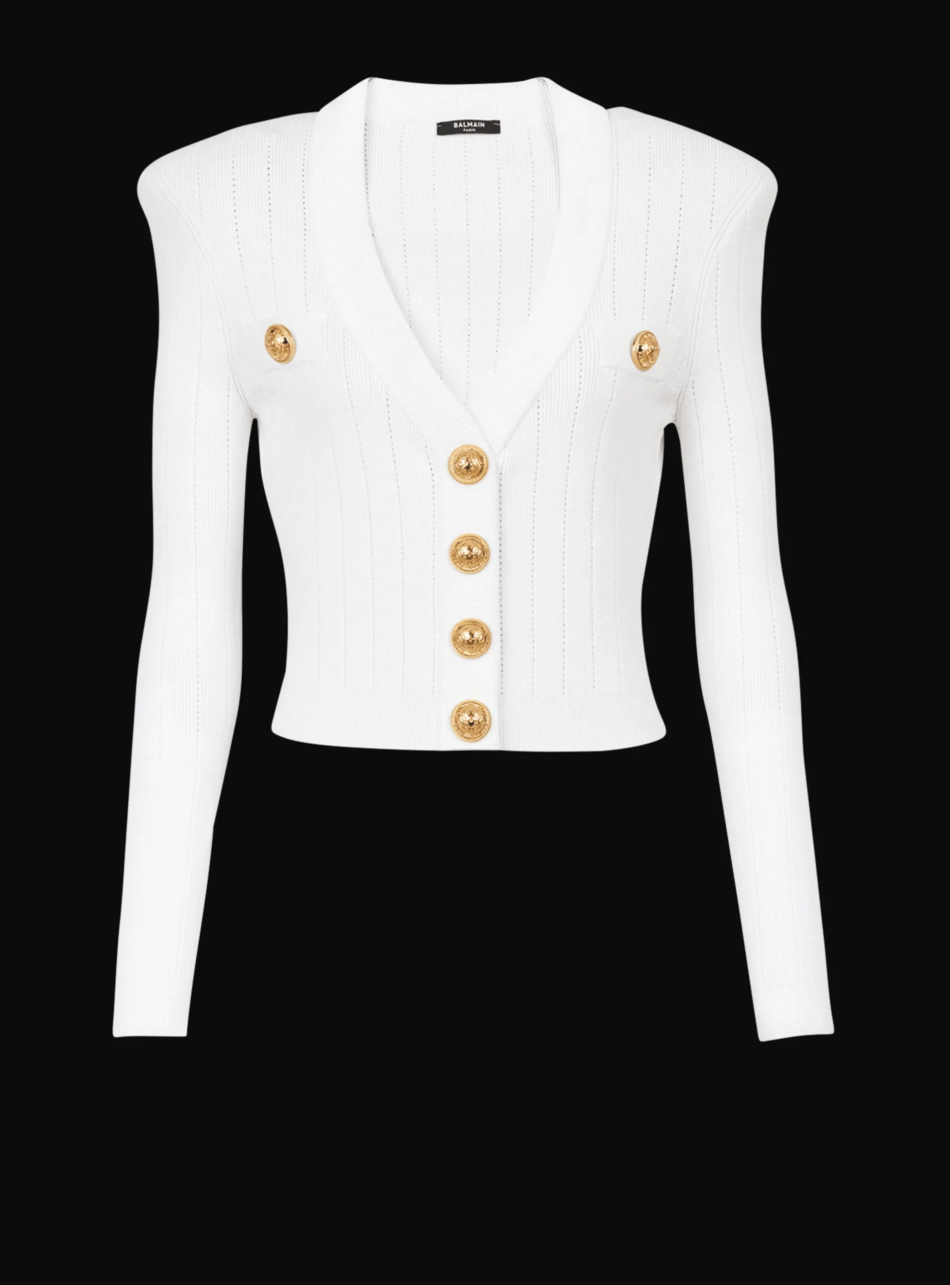 Cheap Cropped Eco-designed Knit Cardigan With Gold-tone Buttons Women Knitwear