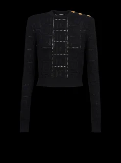 Fashion Cropped Eco-designed Sweater With Monogram Women Knitwear