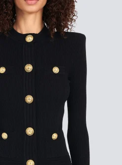 Sale Cropped Knit Cardigan With Gold-tone Buttons Women Knitwear