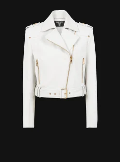 Sale Cropped Leather Biker Jacket Women Outerwear