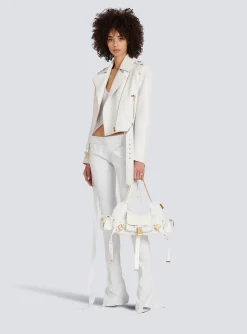 Sale Cropped Leather Biker Jacket Women Outerwear
