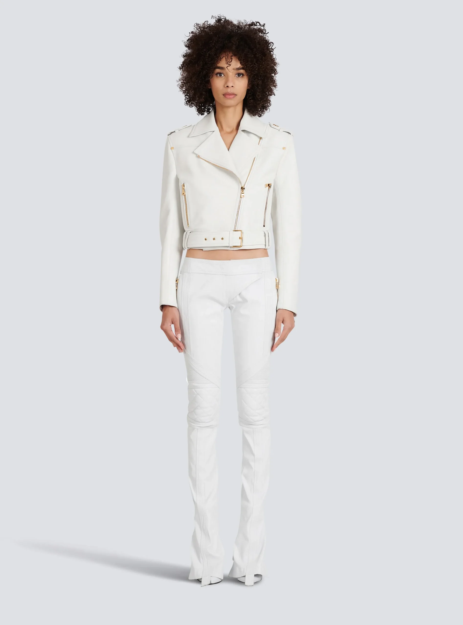 Sale Cropped Leather Biker Jacket Women Outerwear