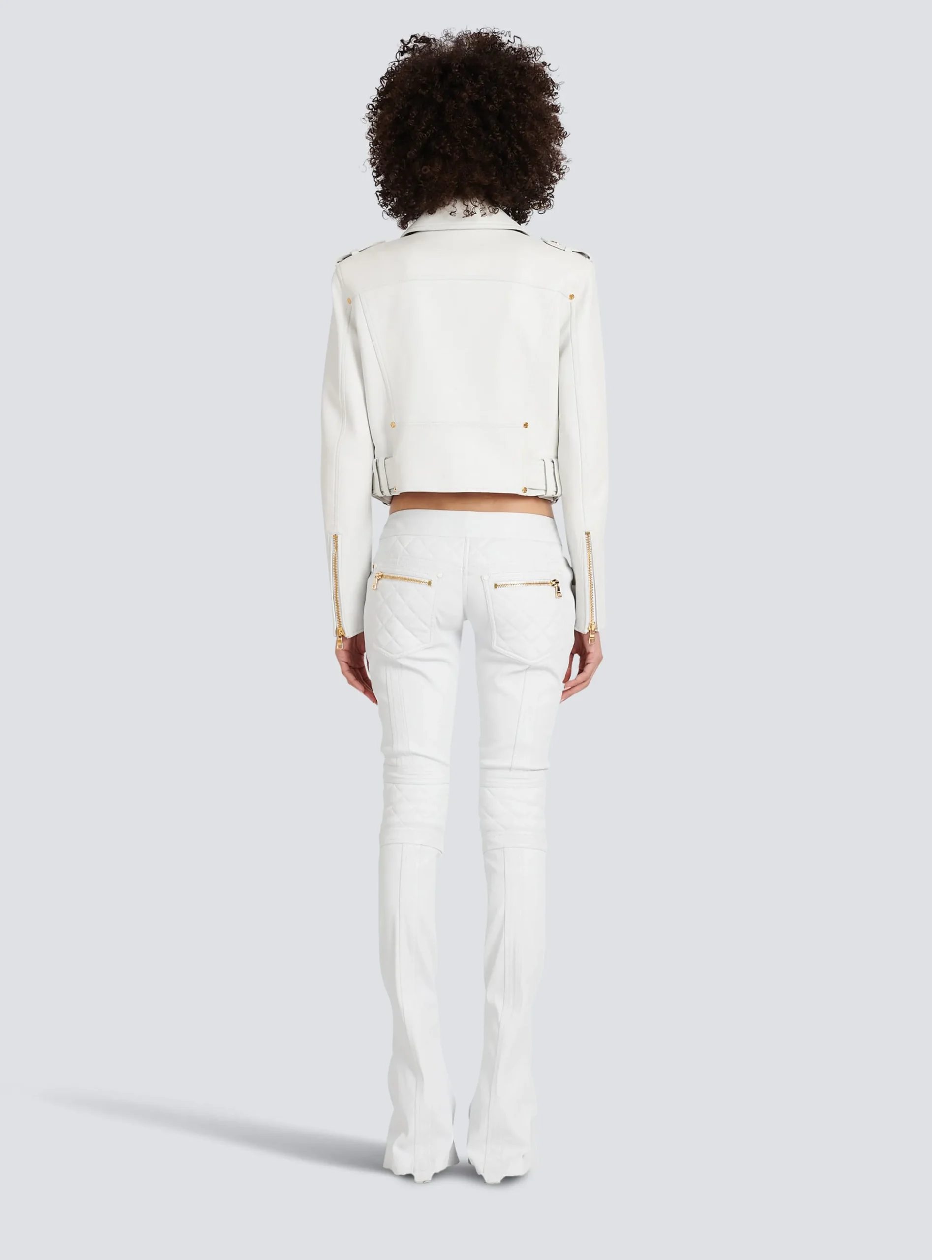 Sale Cropped Leather Biker Jacket Women Outerwear