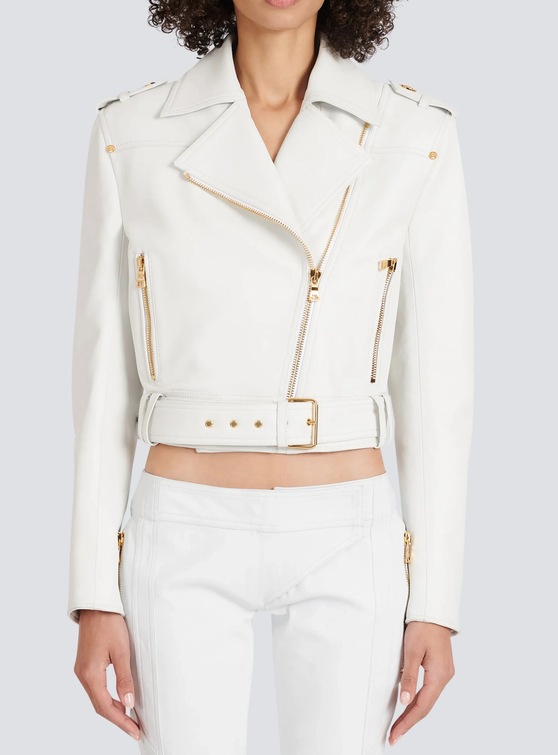 Sale Cropped Leather Biker Jacket Women Outerwear