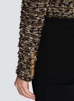 Flash Sale Cropped Lurex Tweed Jacket Women Jackets And Blazers