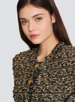 Flash Sale Cropped Lurex Tweed Jacket Women Jackets And Blazers