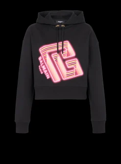 Fashion Cropped Neon-print Sweatshirt Women Sweatshirts