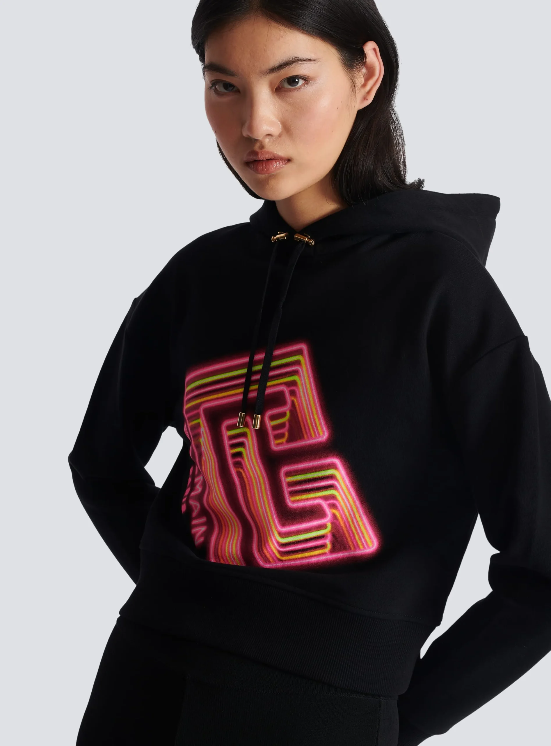 Fashion Cropped Neon-print Sweatshirt Women Sweatshirts