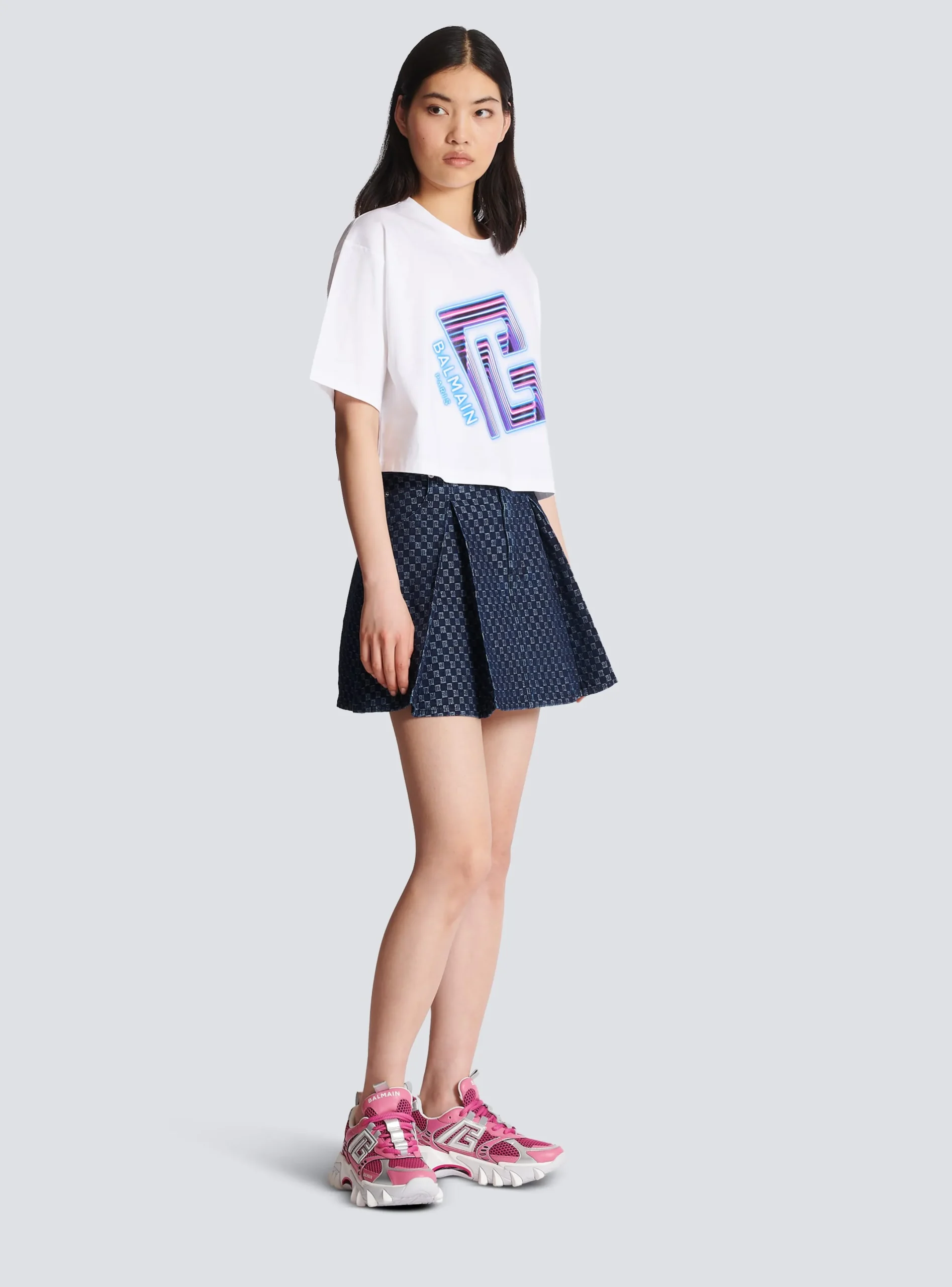 Clearance Cropped Neon-print T-shirt Women T-Shirts
