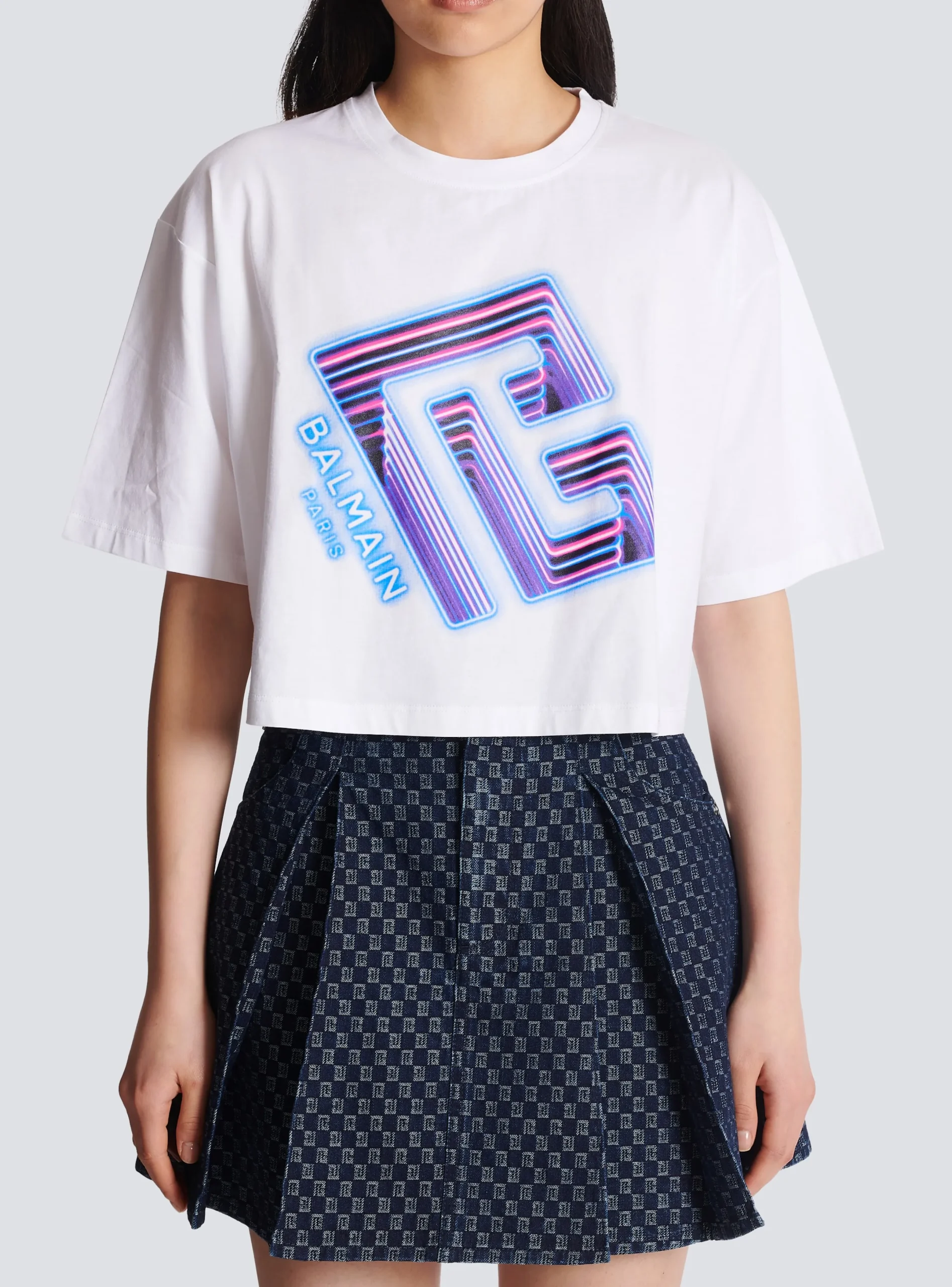 Clearance Cropped Neon-print T-shirt Women T-Shirts