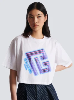 Clearance Cropped Neon-print T-shirt Women T-Shirts