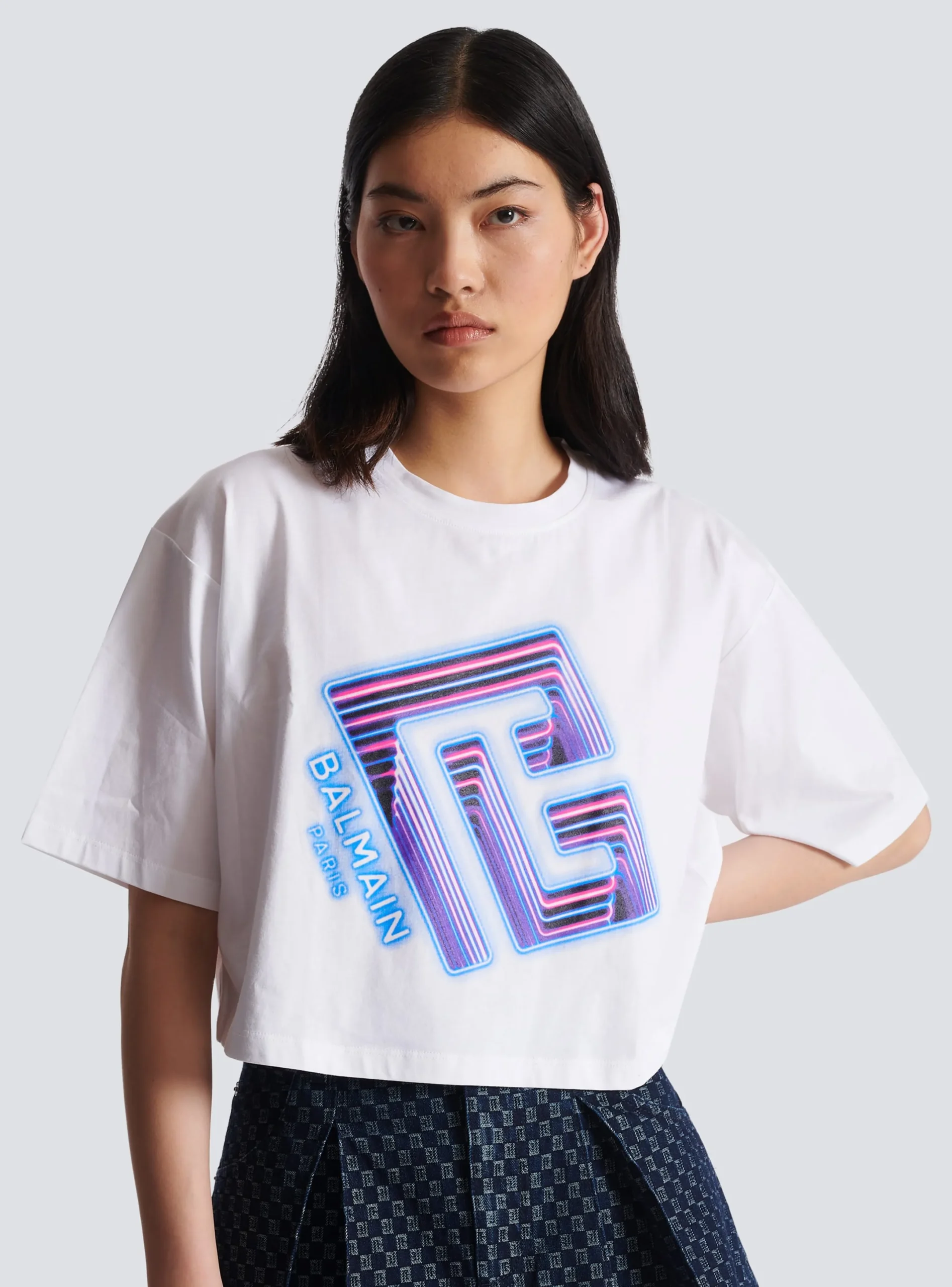 Clearance Cropped Neon-print T-shirt Women T-Shirts