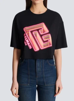 New Cropped Neon-print T-shirt Women T-Shirts