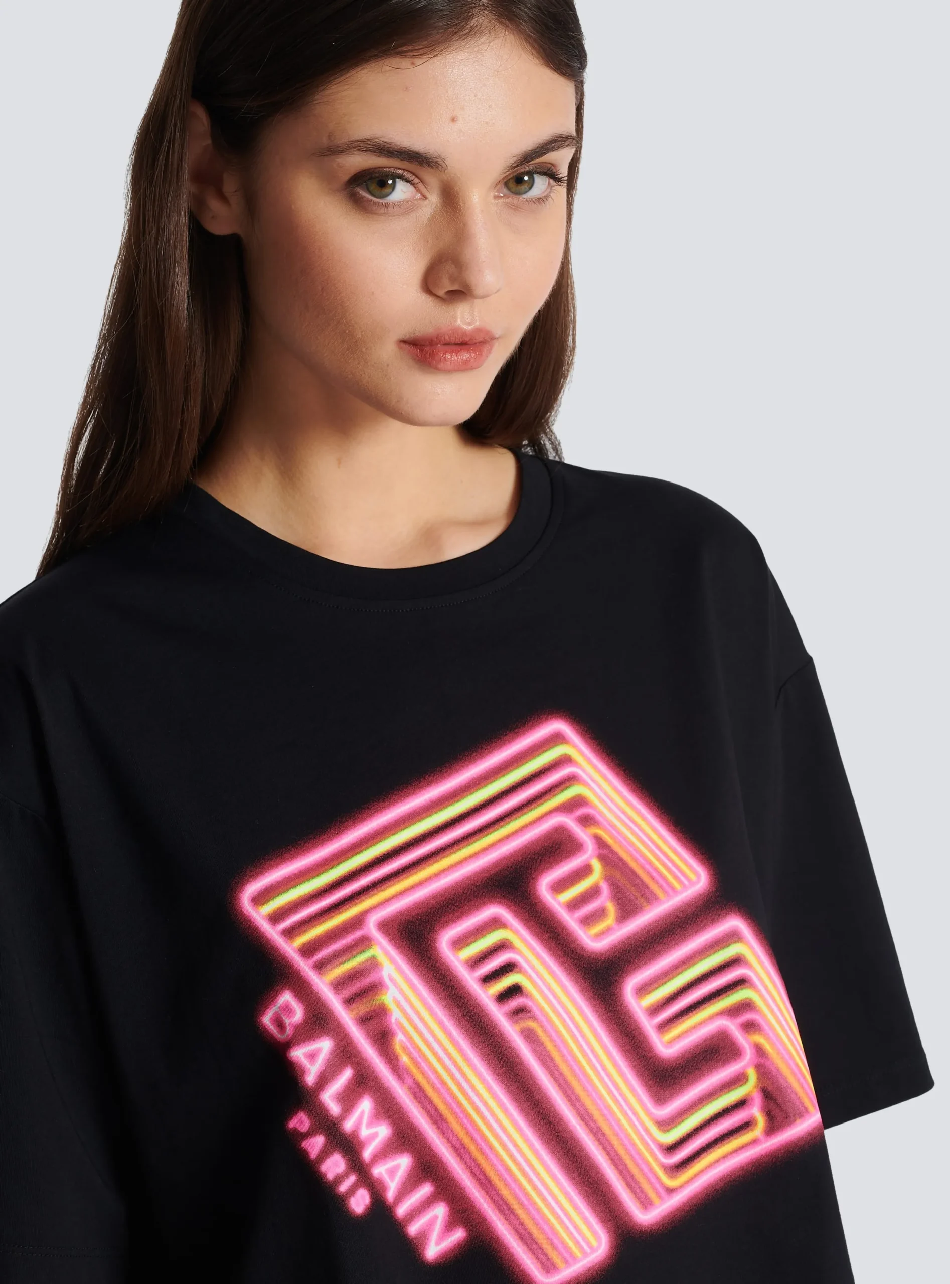 New Cropped Neon-print T-shirt Women T-Shirts