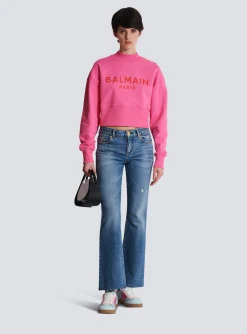 Shop Cropped Sweatshirt With Paris Print Women Sweatshirts