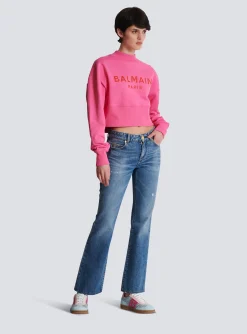 Shop Cropped Sweatshirt With Paris Print Women Sweatshirts