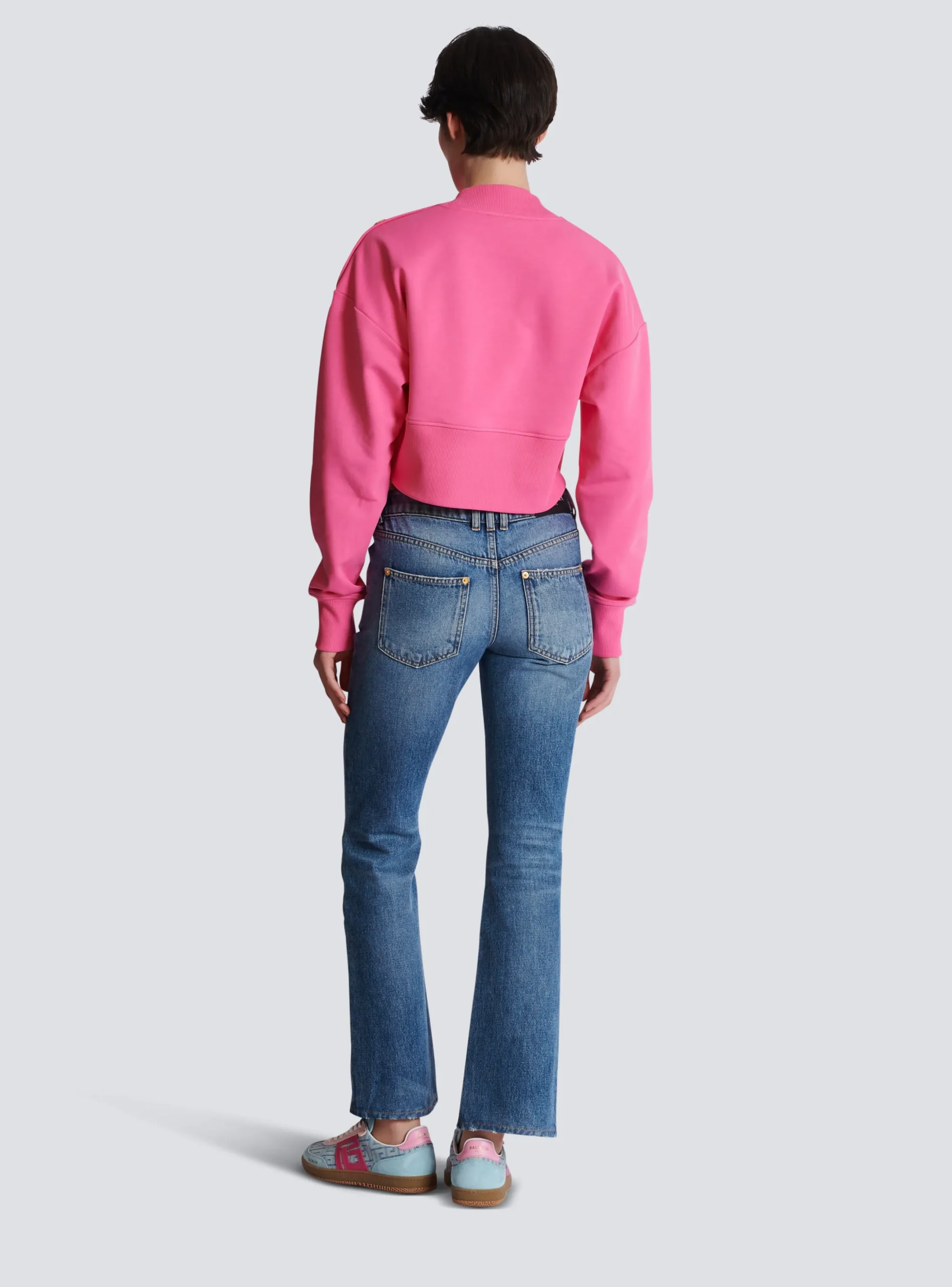 Shop Cropped Sweatshirt With Paris Print Women Sweatshirts
