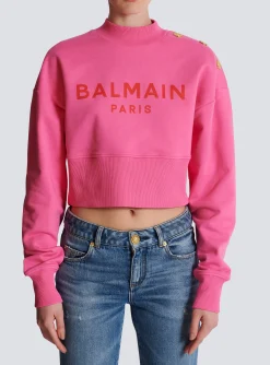 Shop Cropped Sweatshirt With Paris Print Women Sweatshirts