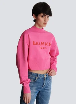 Shop Cropped Sweatshirt With Paris Print Women Sweatshirts