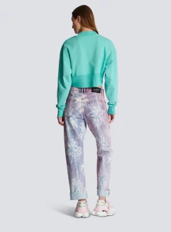 Hot Cropped Sweatshirt With Paris Print Women Sweatshirts