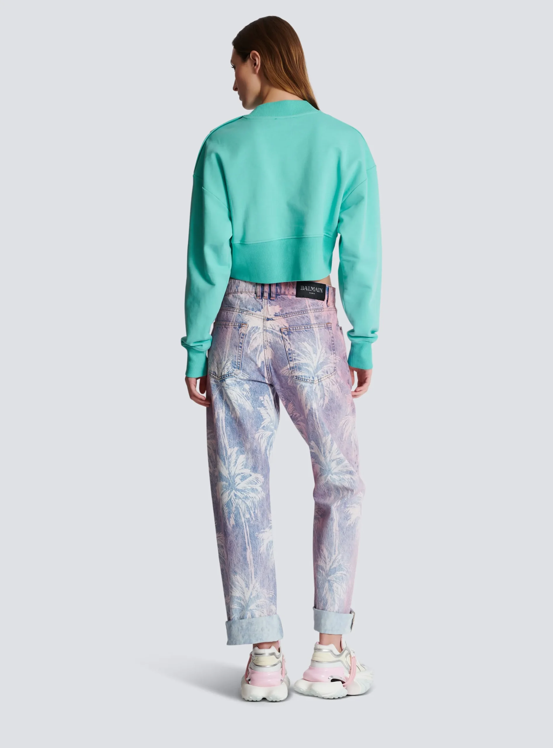 Hot Cropped Sweatshirt With Paris Print Women Sweatshirts