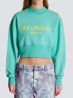 Hot Cropped Sweatshirt With Paris Print Women Sweatshirts