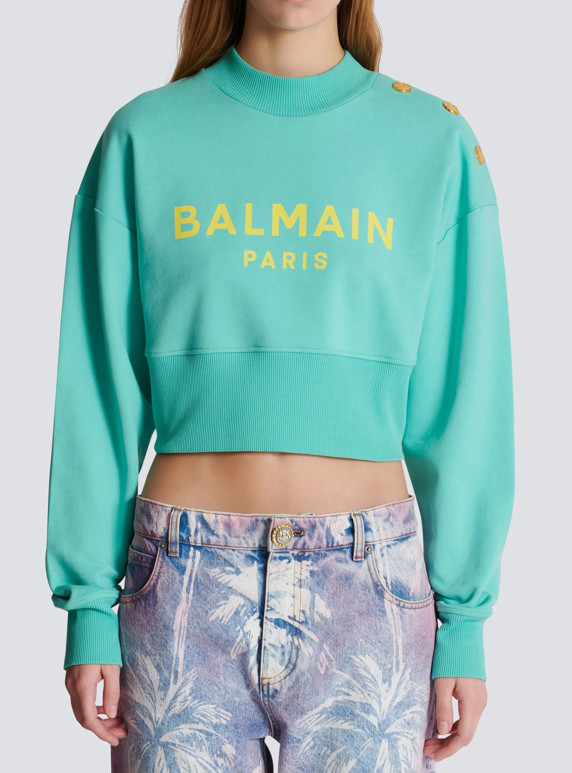 Hot Cropped Sweatshirt With Paris Print Women Sweatshirts