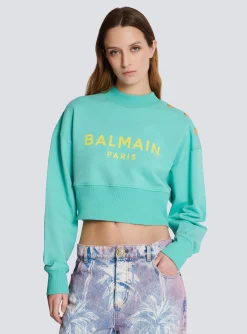 Hot Cropped Sweatshirt With Paris Print Women Sweatshirts