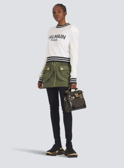 Shop Cropped Wool Sweatshirt With Logo Women Knitwear
