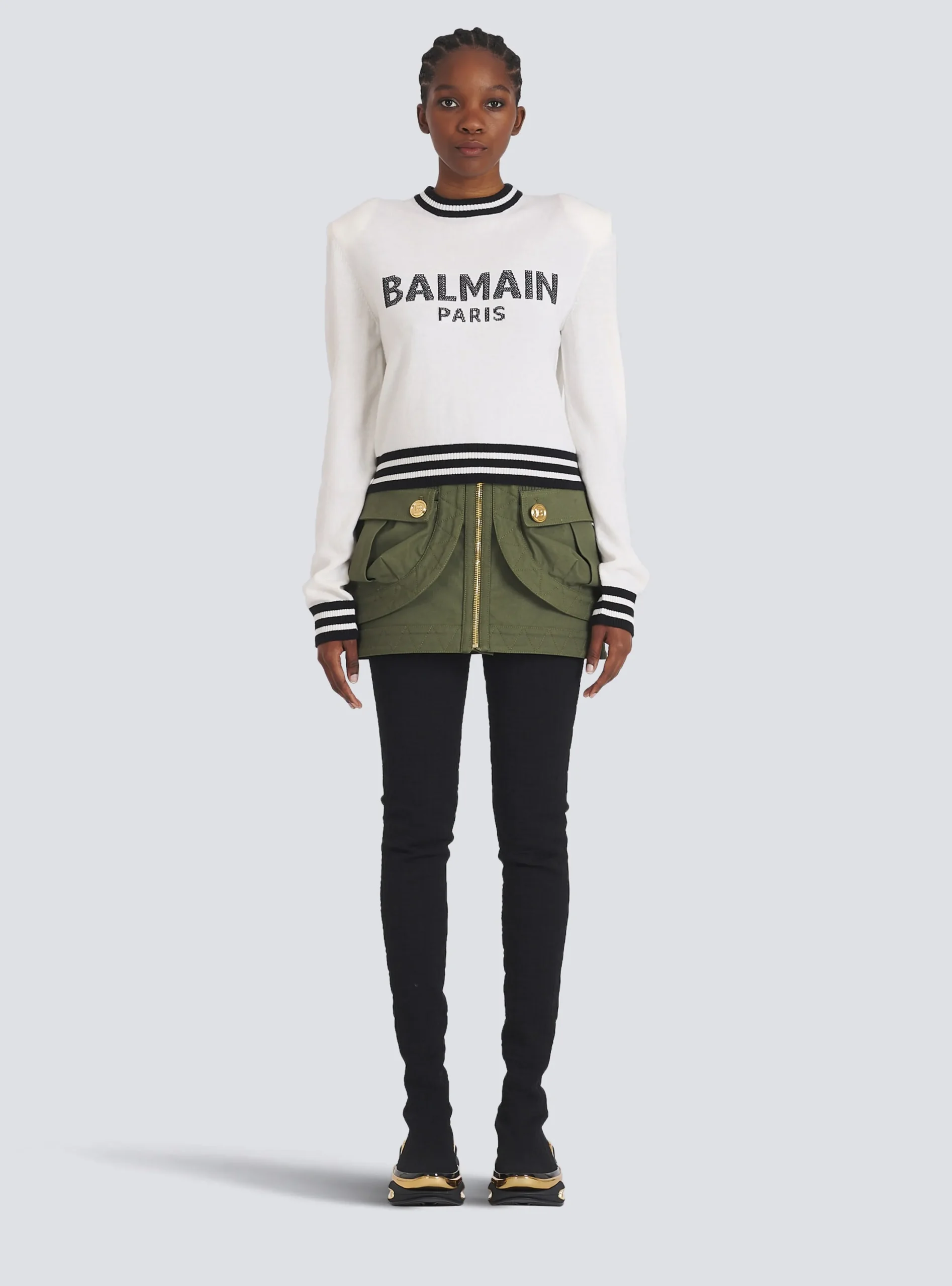 Shop Cropped Wool Sweatshirt With Logo Women Knitwear