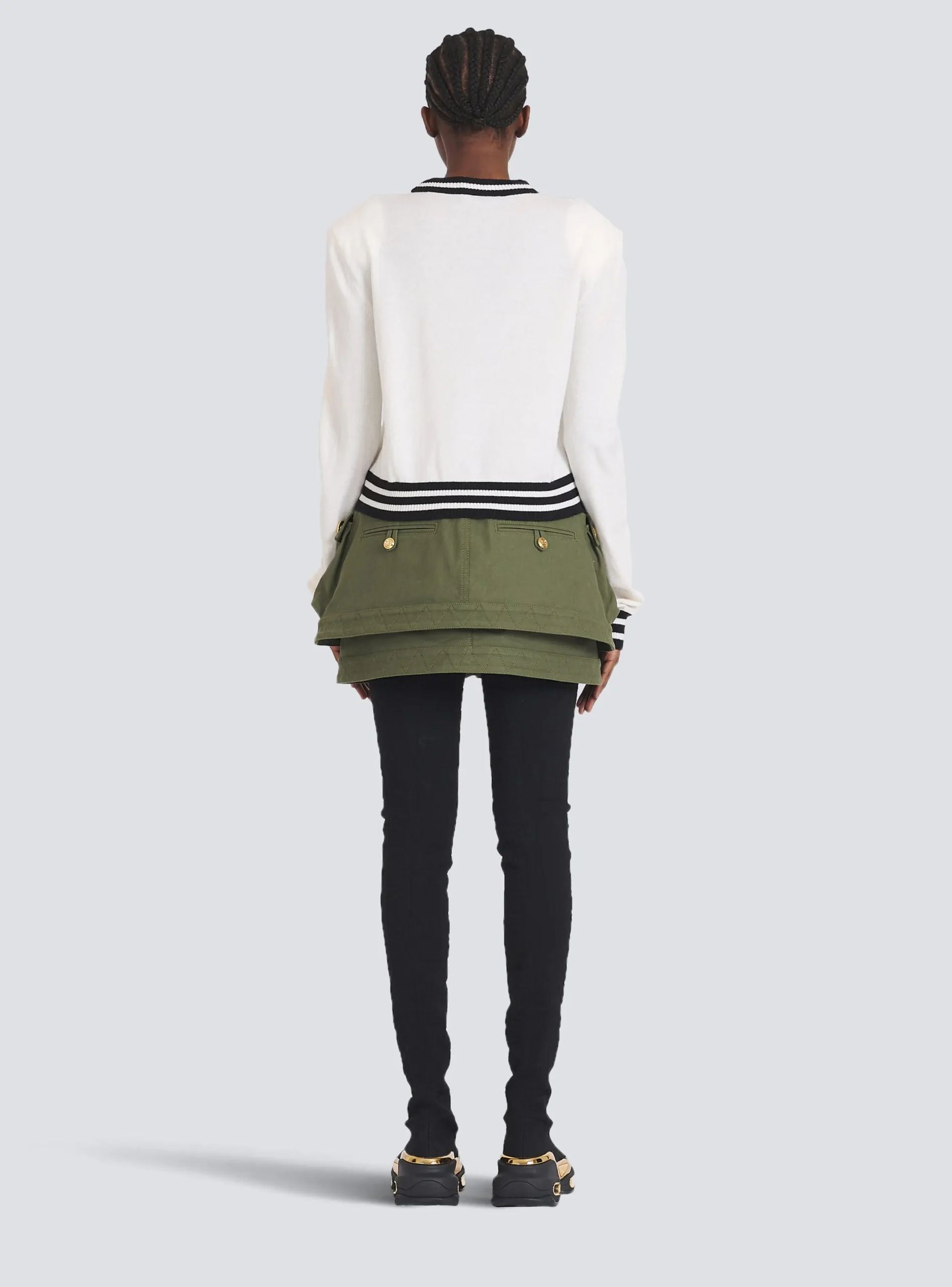 Shop Cropped Wool Sweatshirt With Logo Women Knitwear