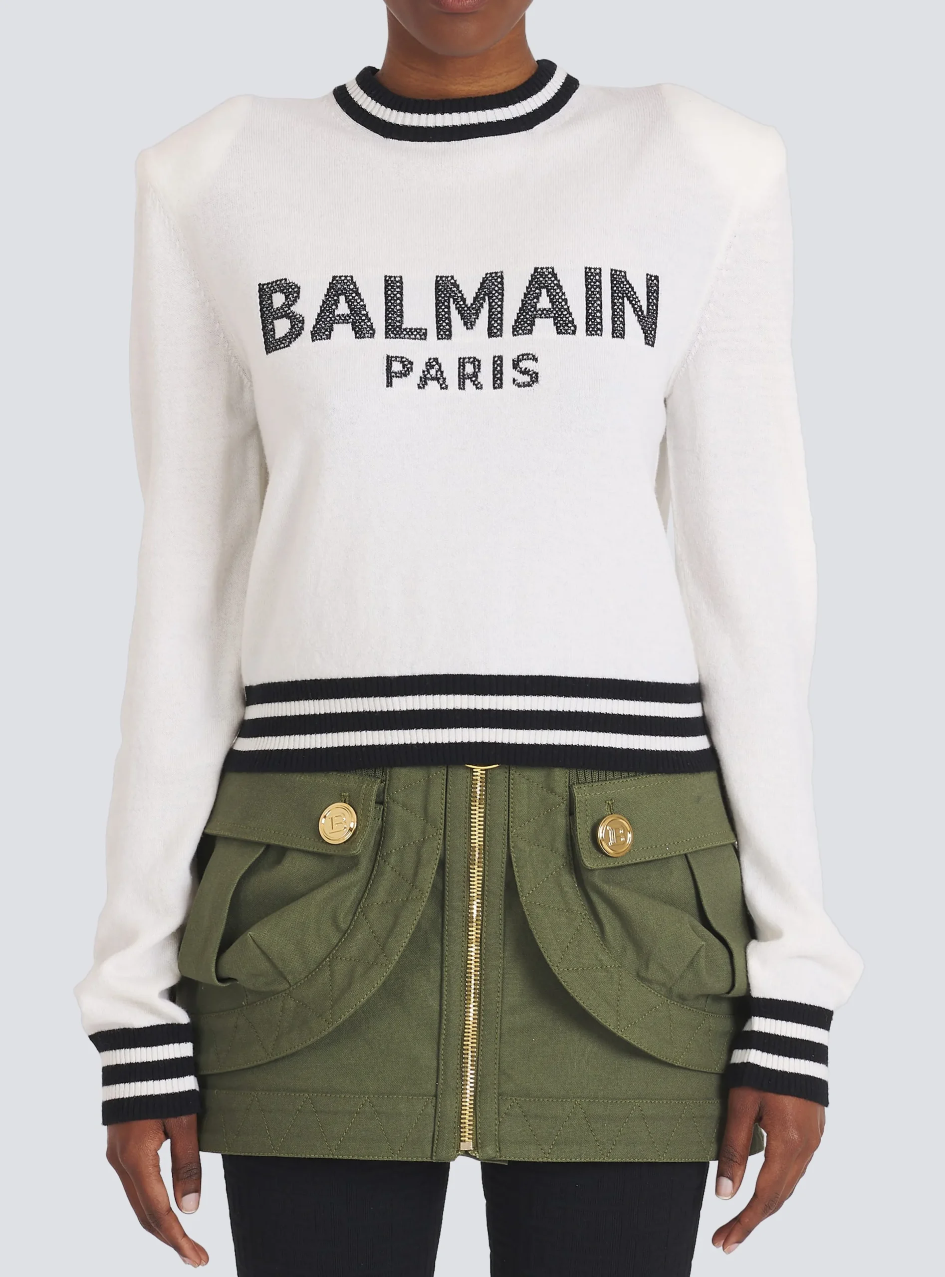 Shop Cropped Wool Sweatshirt With Logo Women Knitwear