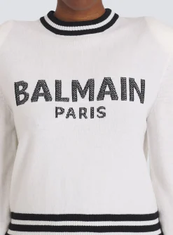 Shop Cropped Wool Sweatshirt With Logo Women Knitwear