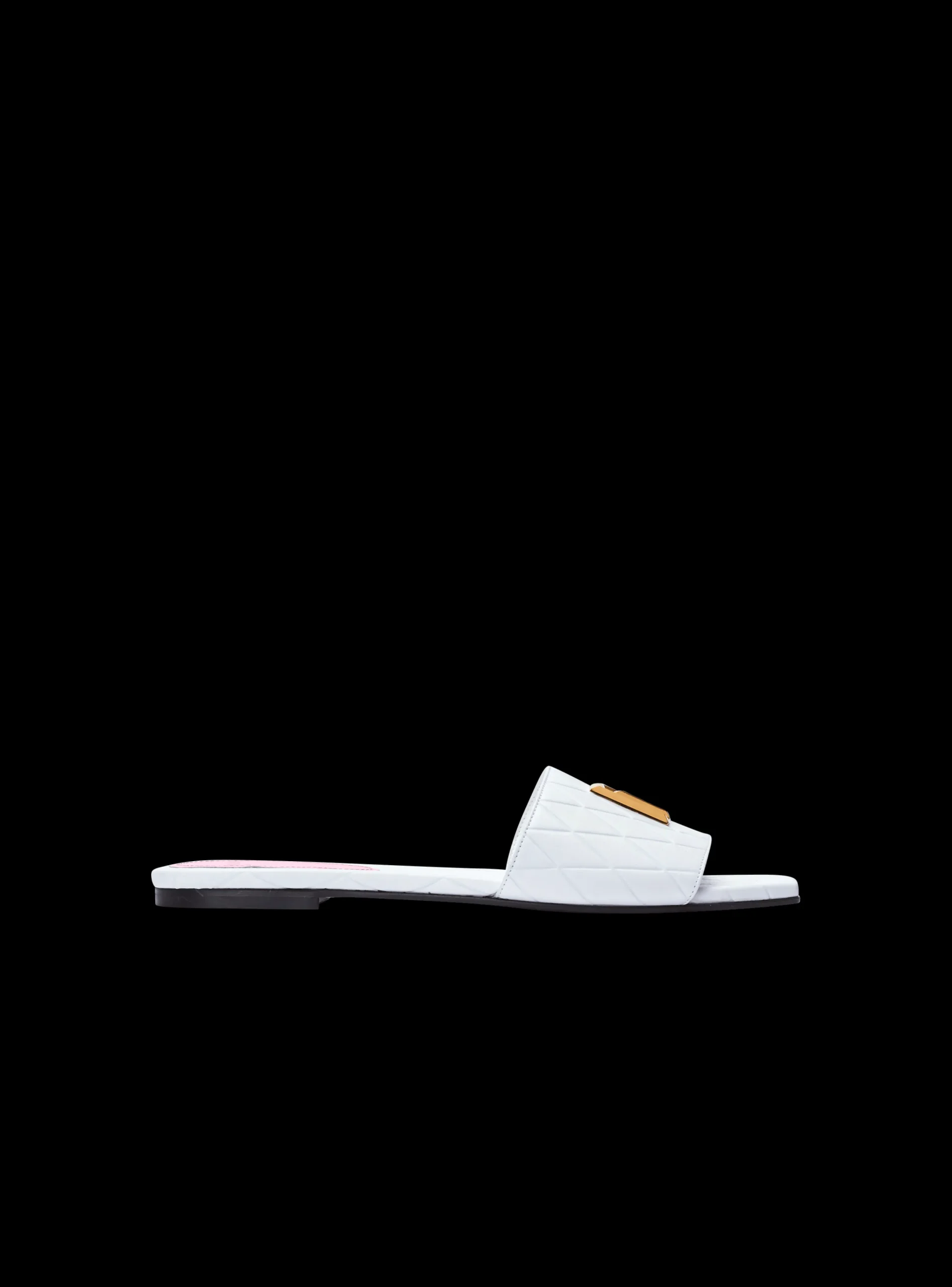 Store Dafne Calfskin Mules With Embossed Grid Women Flat Shoes