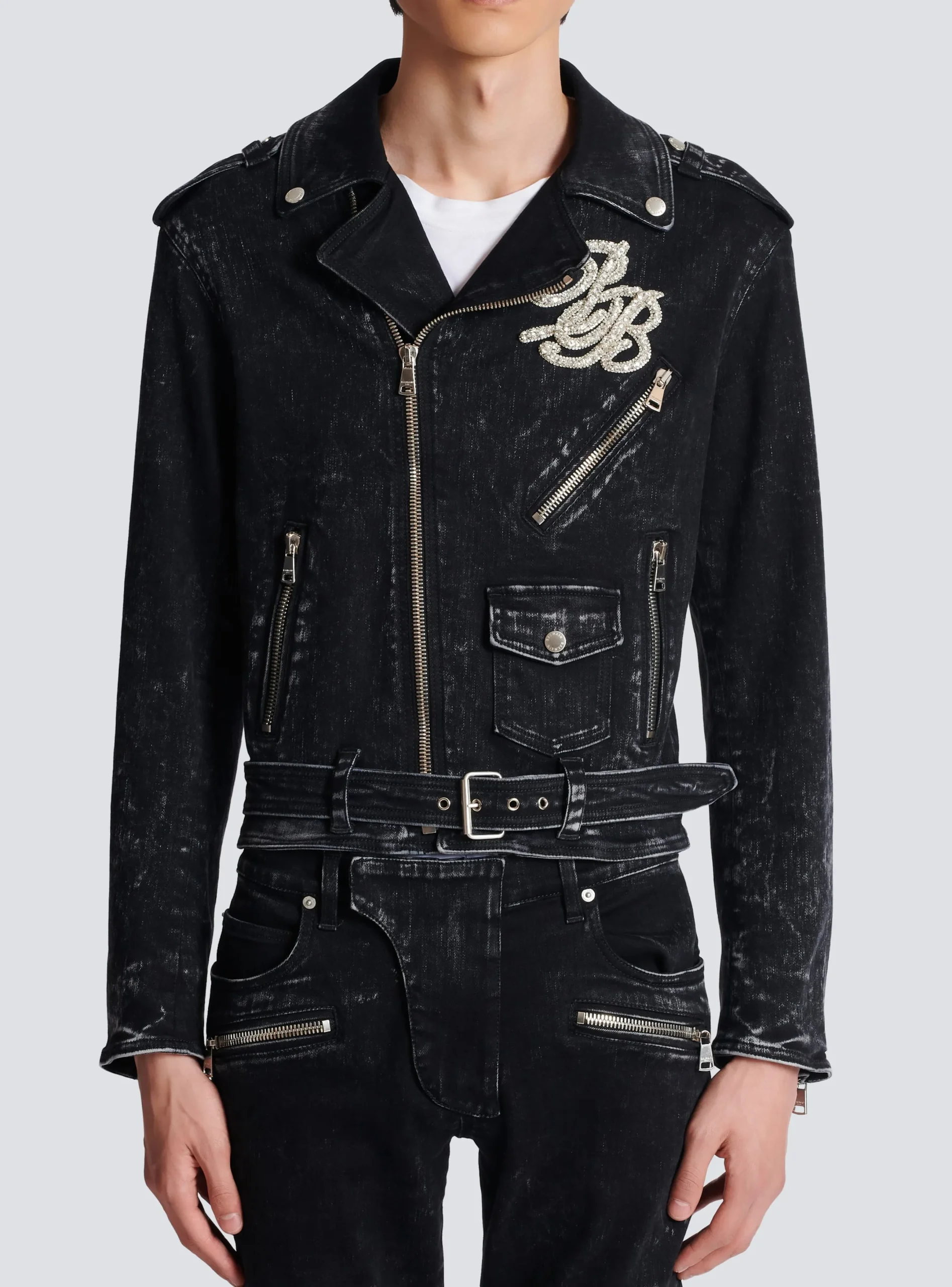 Online Denim Biker Jacket Outerwear|Denim