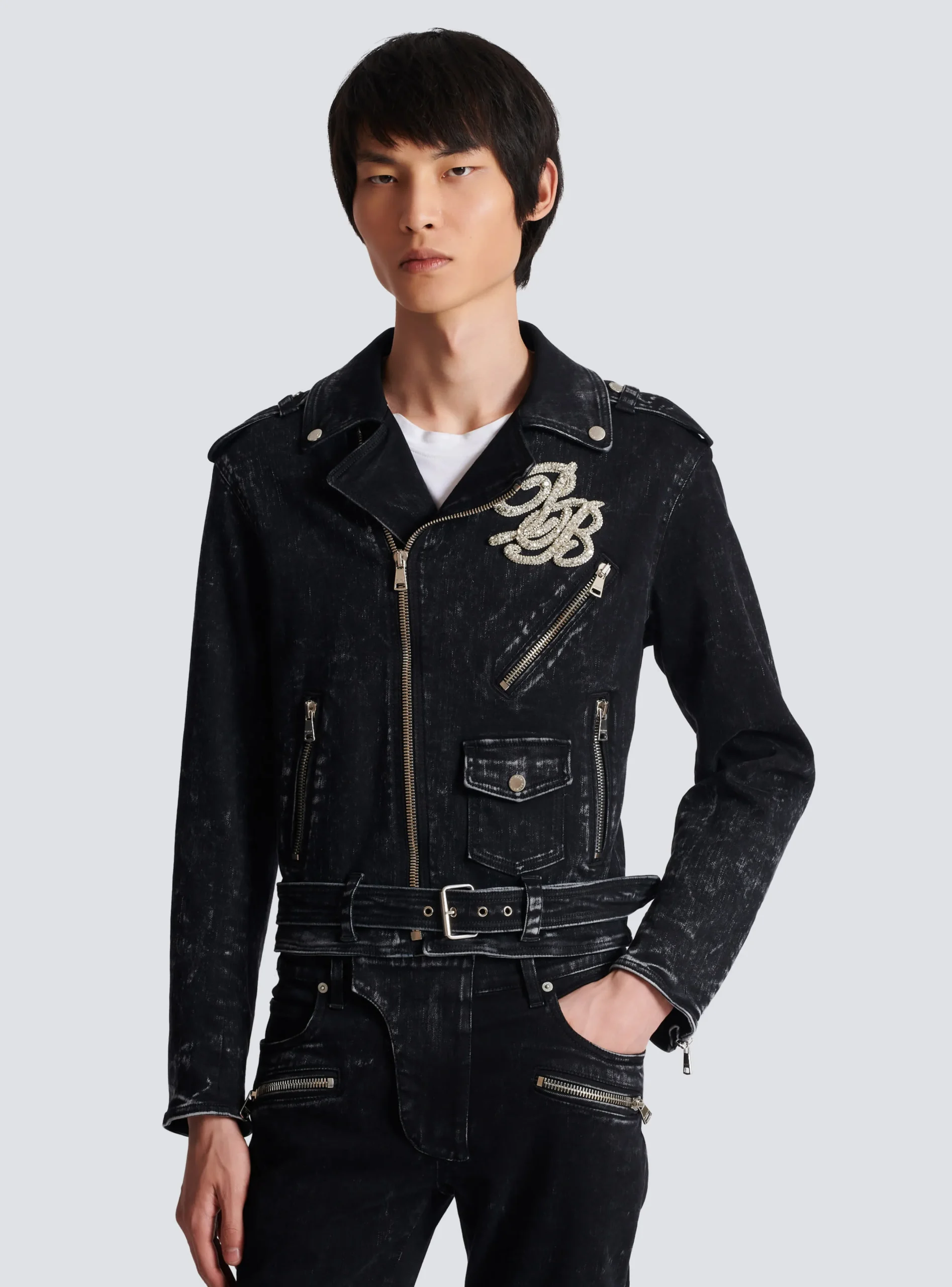 Online Denim Biker Jacket Outerwear|Denim