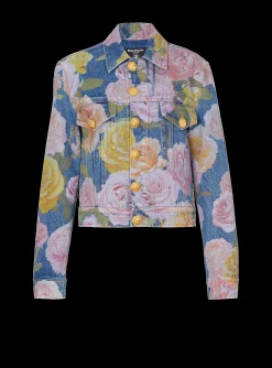Best Denim Jacket With Pastel Roses Print Women Denim|Outerwear
