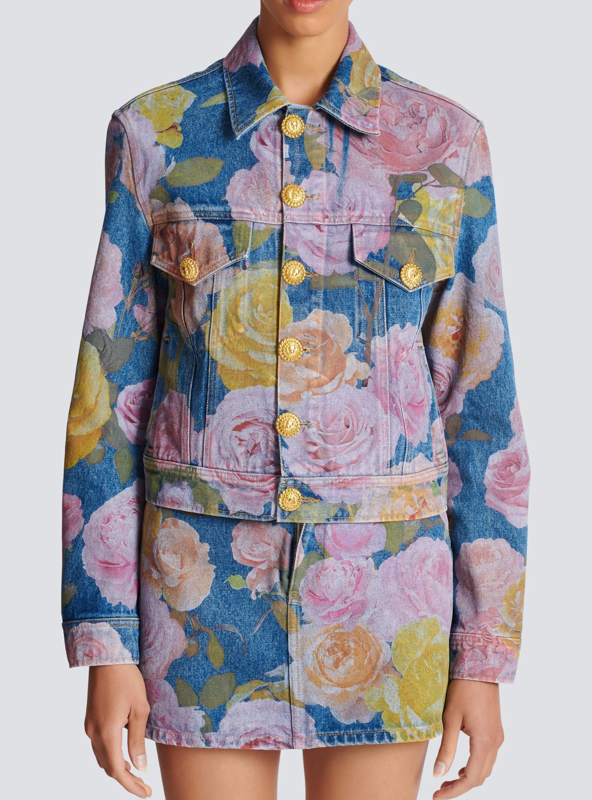 Best Denim Jacket With Pastel Roses Print Women Denim|Outerwear
