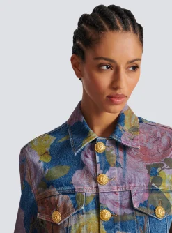 Best Denim Jacket With Pastel Roses Print Women Denim|Outerwear