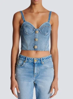 Hot Denim Top With Thin Straps Women Tops And Shirts