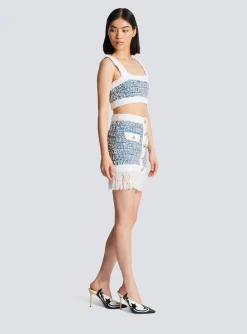 Online Denim Tweed Strappy Top Women Tops And Shirts