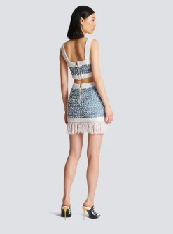 Online Denim Tweed Strappy Top Women Tops And Shirts