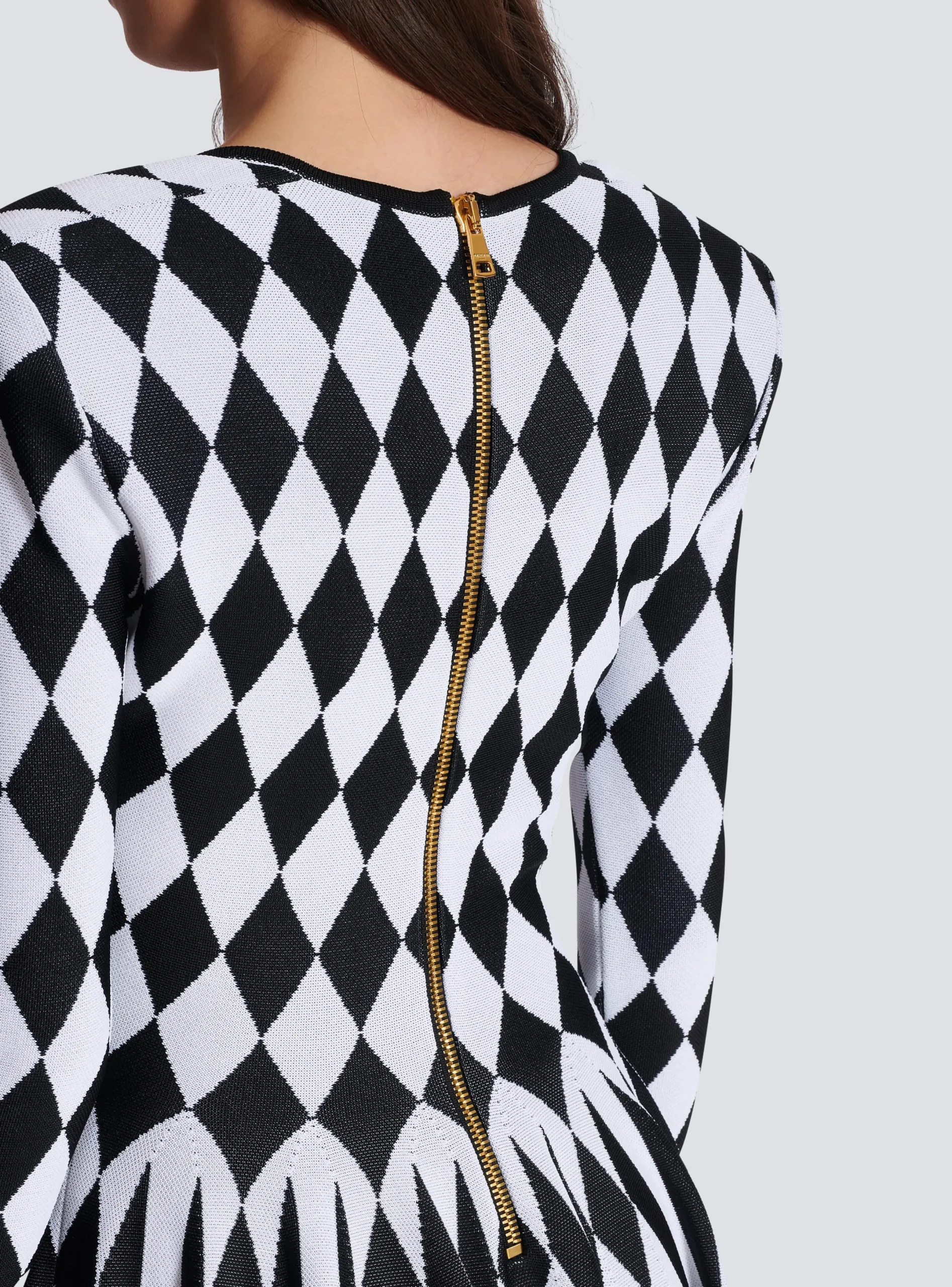Cheap Diamond Jacquard Flared Knit Dress Women Knitwear|Dresses