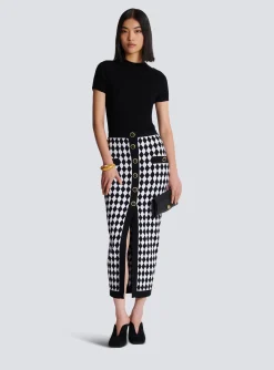 New Diamond Jacquard Midi Skirt Women Skirts