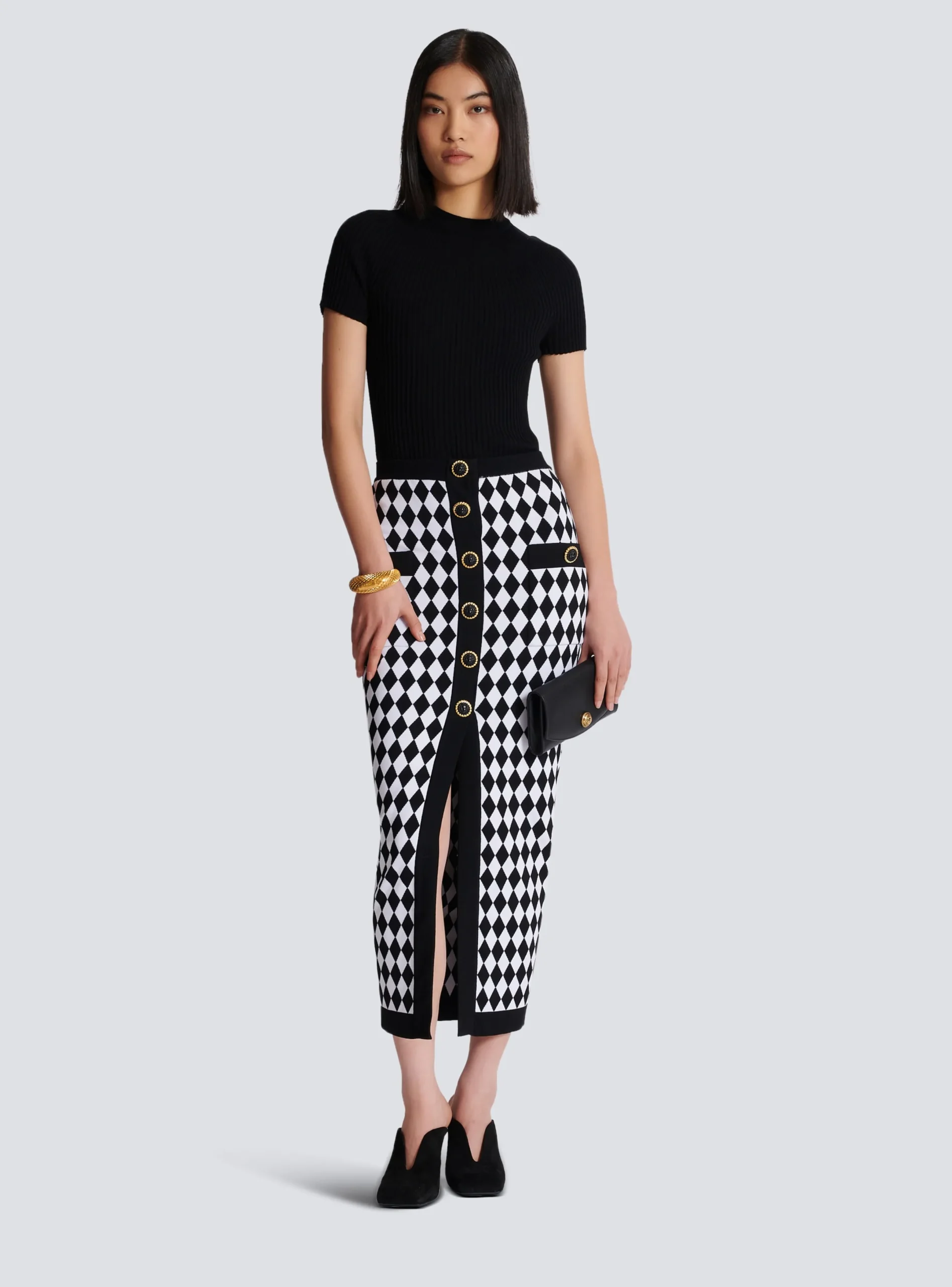 New Diamond Jacquard Midi Skirt Women Skirts