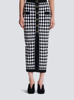 New Diamond Jacquard Midi Skirt Women Skirts