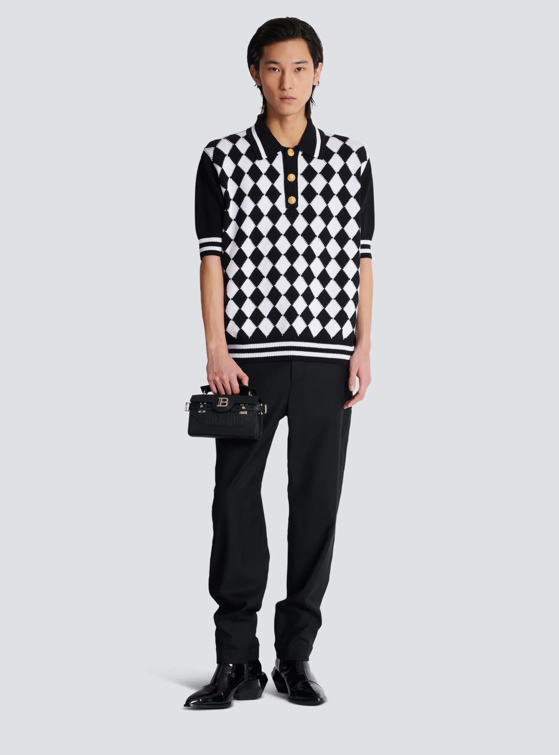 Cheap Diamond Polo Shirt In Two-tone Cotton Knitwear|Shirts And Polos