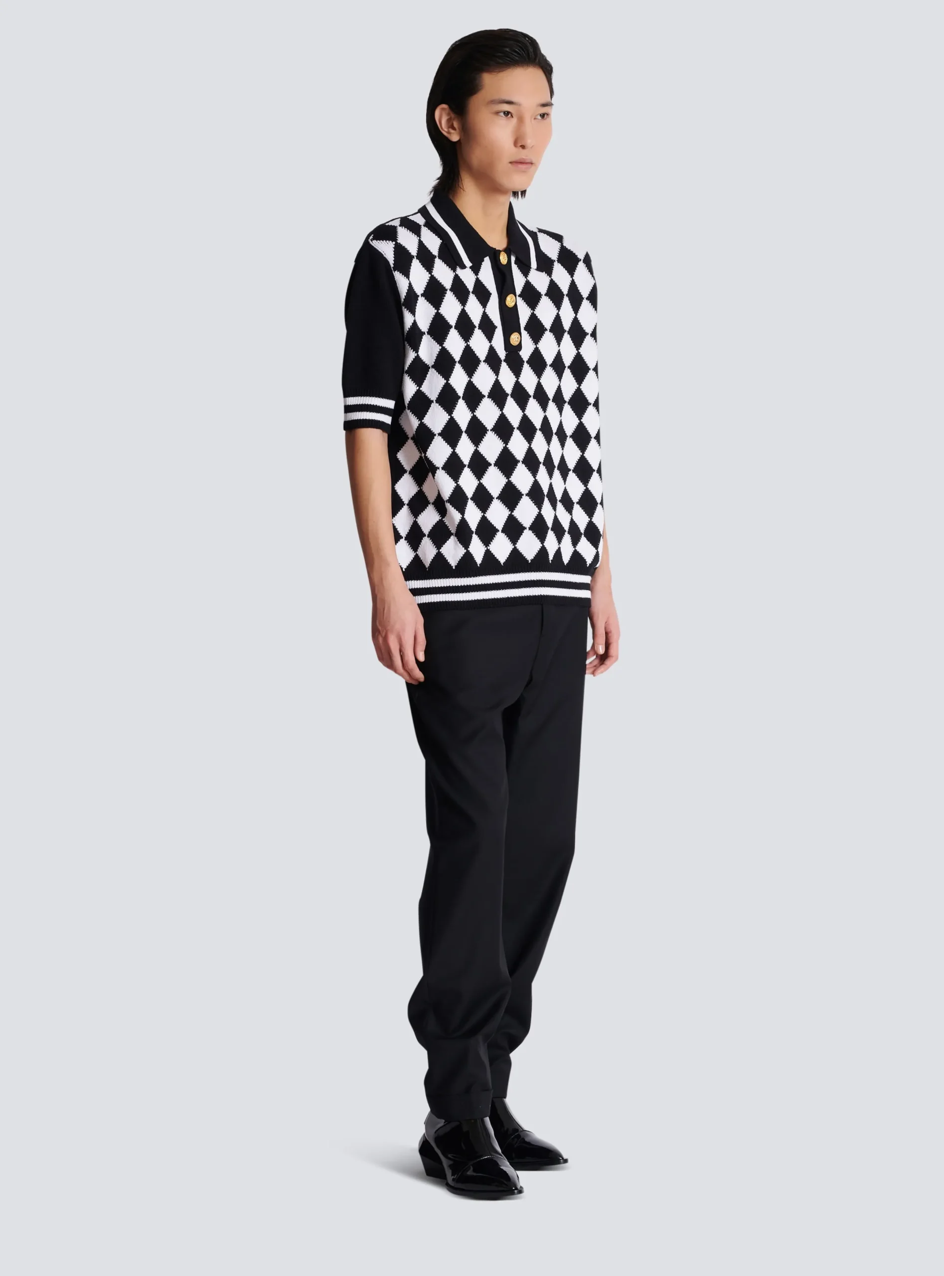 Cheap Diamond Polo Shirt In Two-tone Cotton Knitwear|Shirts And Polos